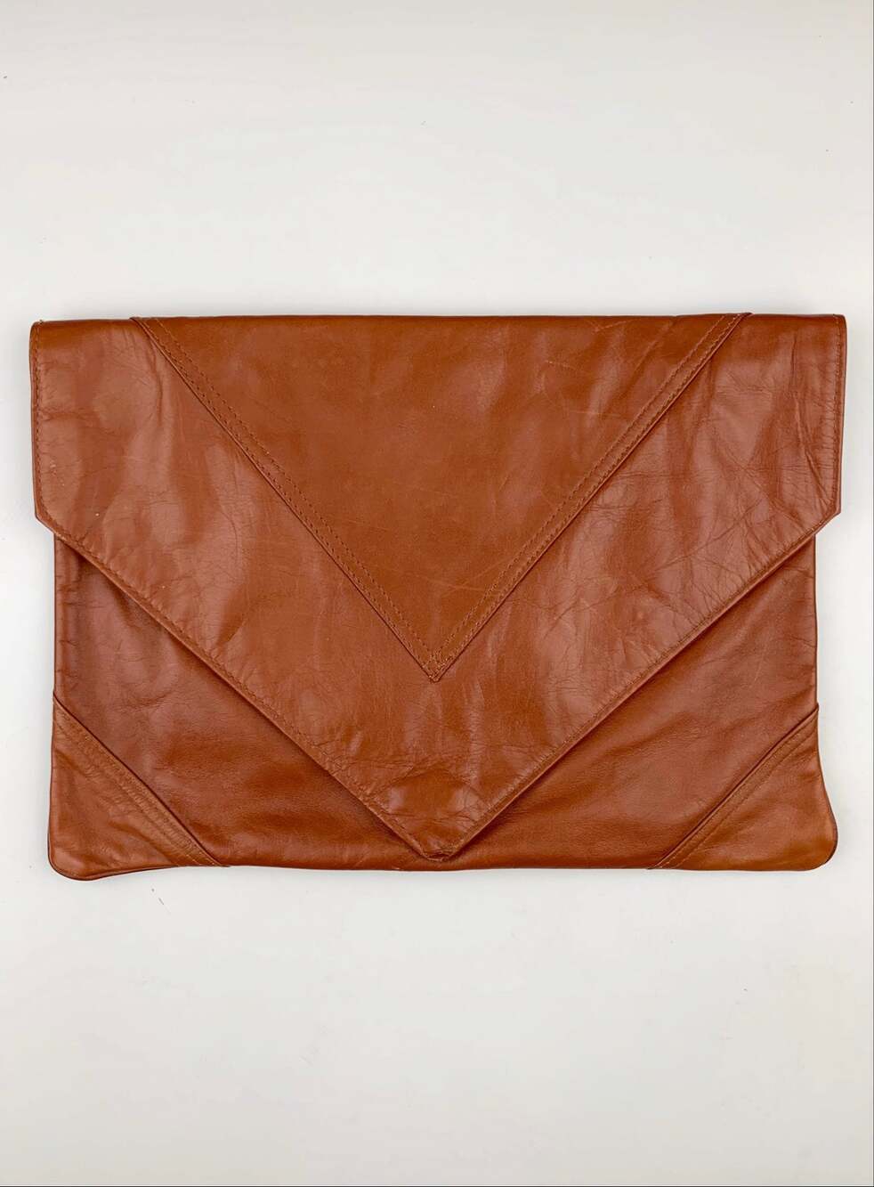 Vintage Mark Rudolph Envelope Style Clutch Brown Leather Bag Purse